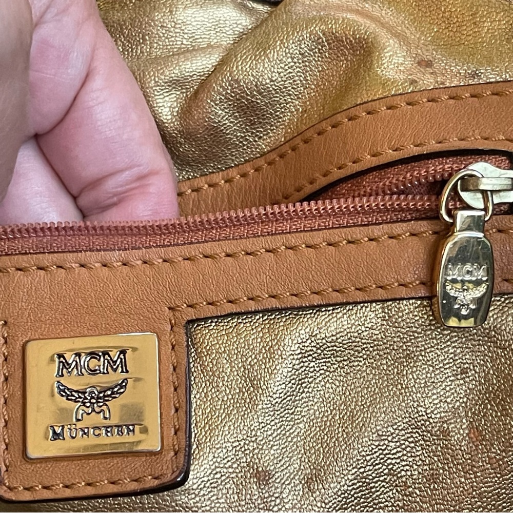 Leather MCM studded bucket bag with sling - Picture 6 of 17